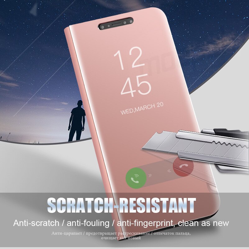 Myriann Clear View Smart Leather Flip Stand Plating Mirror Phone Case For Iphone Xr Xs Max