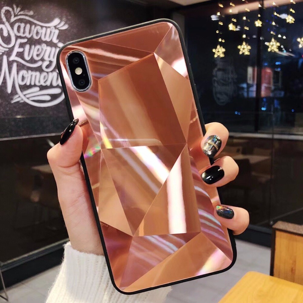 Diamond Texture Mirror Phone Case for iPhone