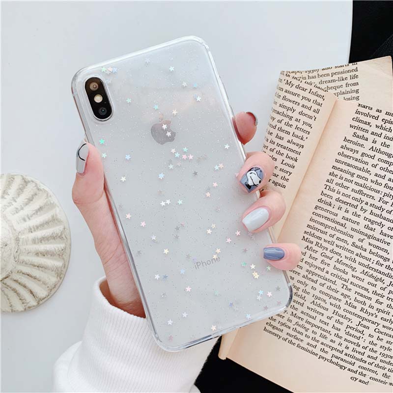 Bling Star Glitter Clear Silicone iPhone Case