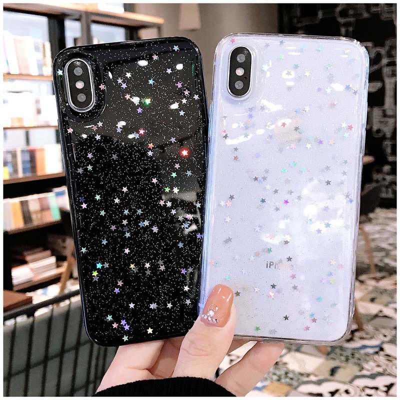 Bling Star Glitter Clear Silicone iPhone Case