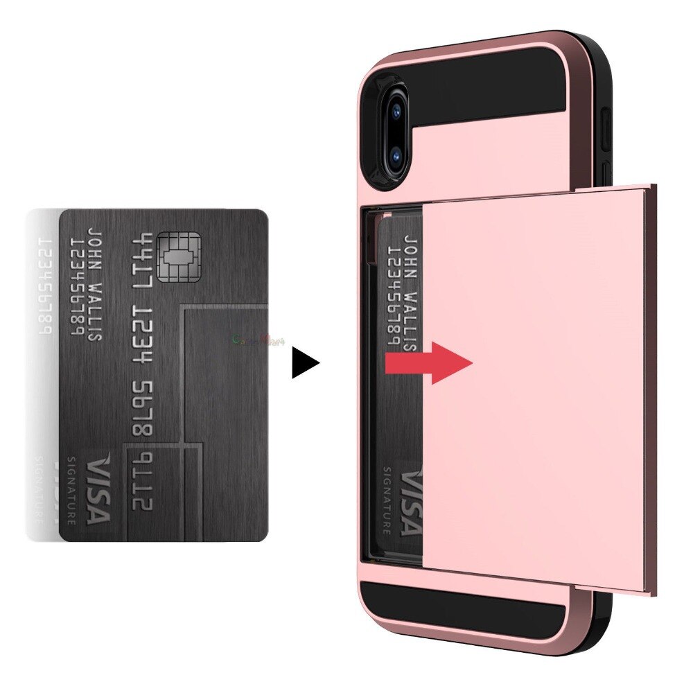 Slide Credit Card Slot Wallet Phone Case for iPhone