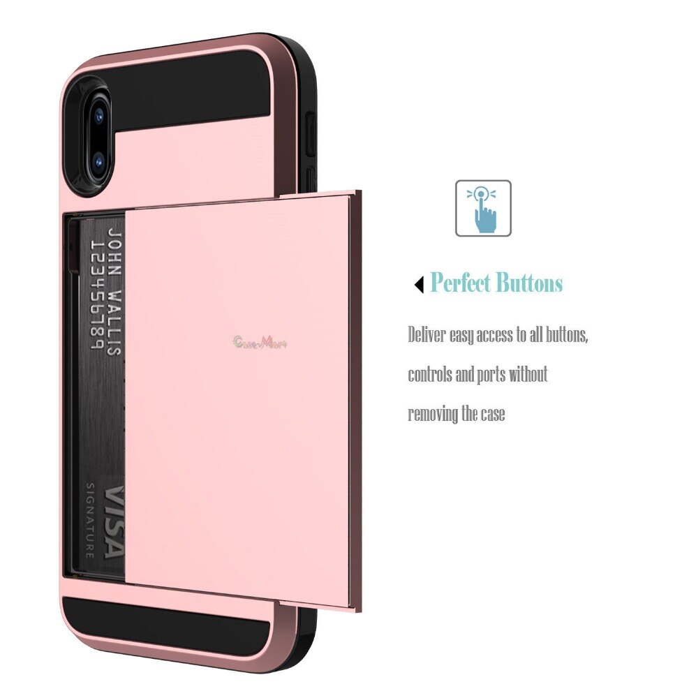 Slide Credit Card Slot Wallet Phone Case for iPhone
