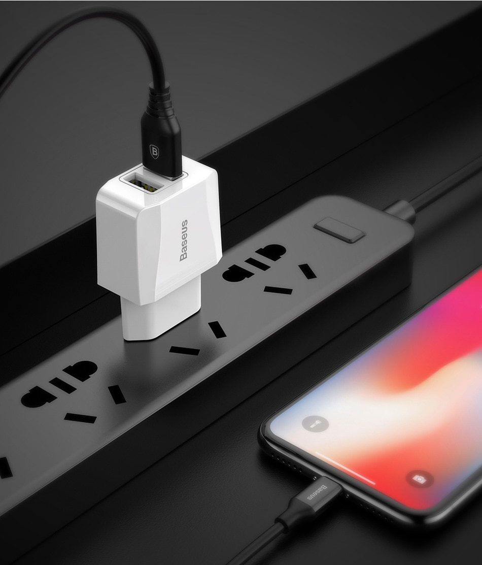 White Plug with Two USB Ports