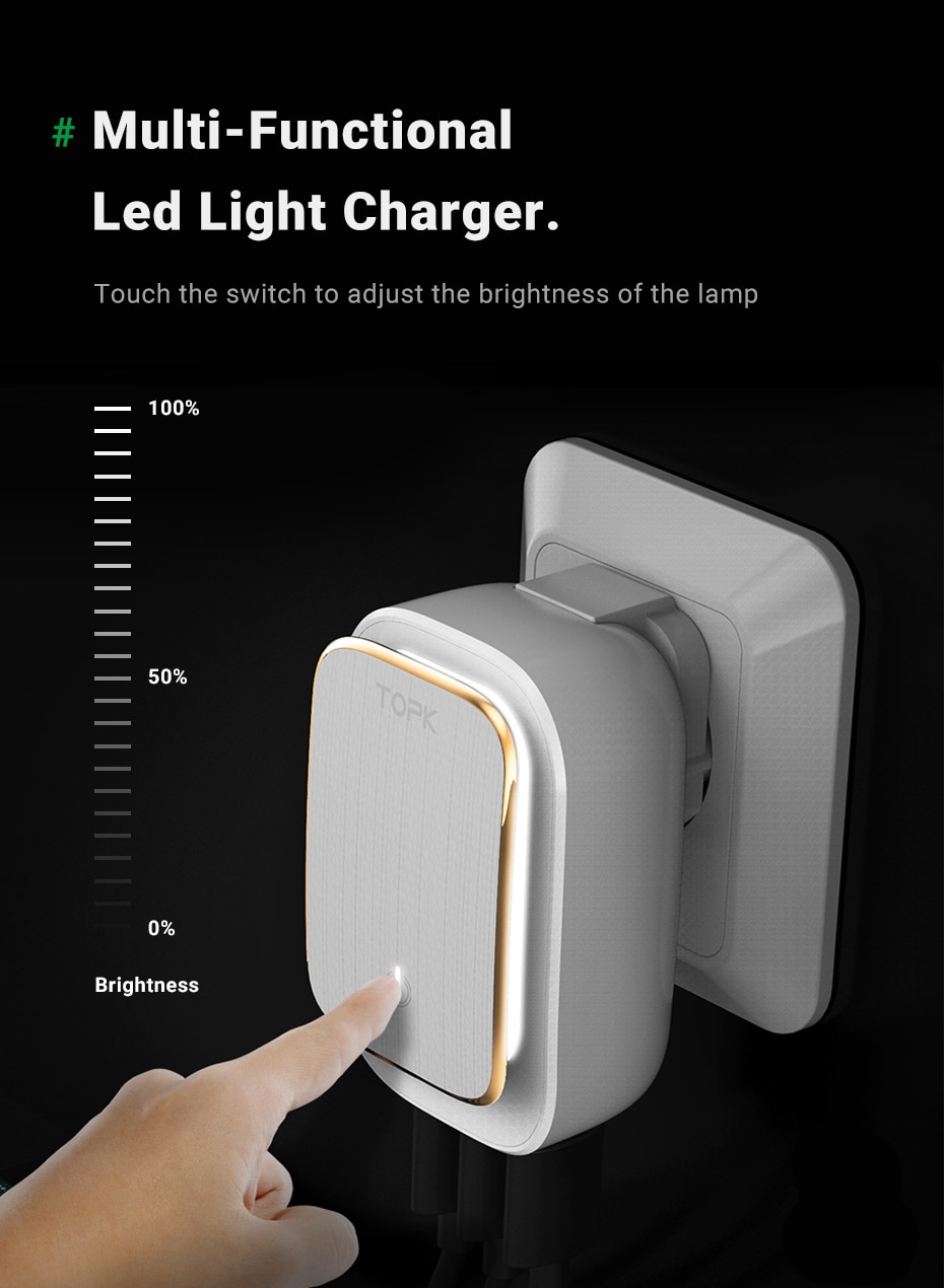Universal Four-USB Charger with LED Light