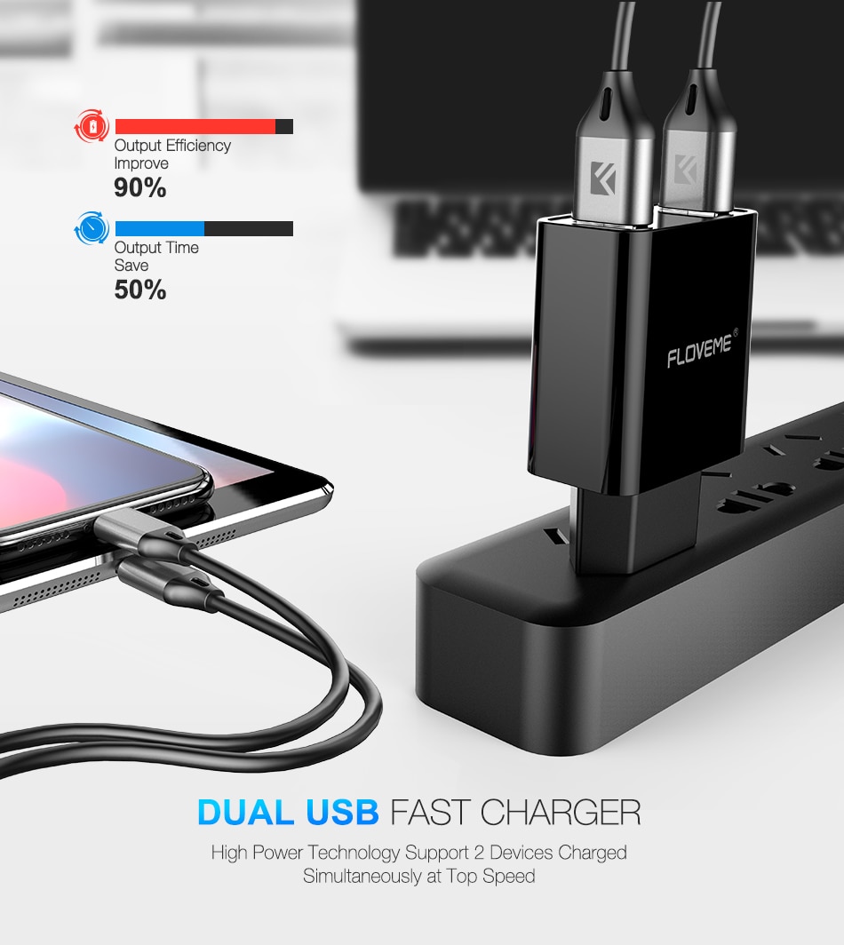 Dual USB Ports Phone Charger with Digital Display