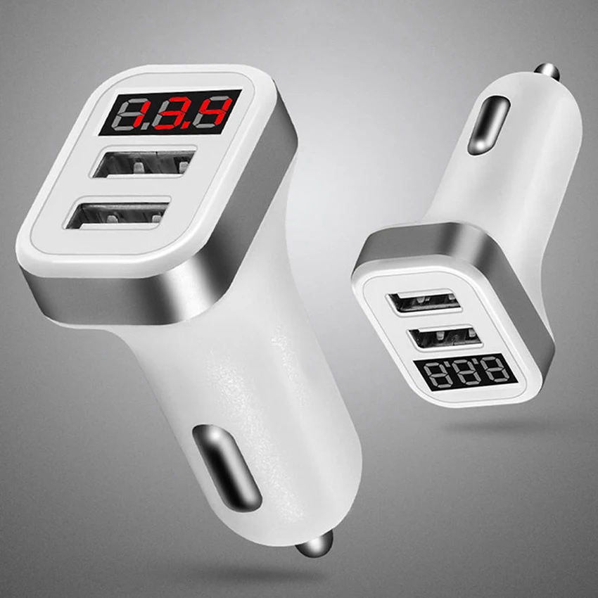 Dual USB Car Charger with Display