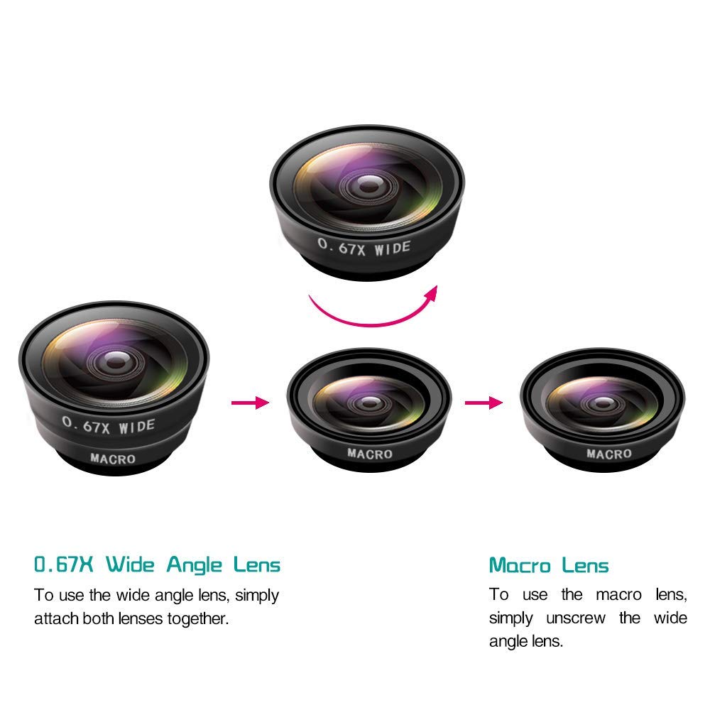Universal 3 in 1 Wide Angle Lenses for Smartphones