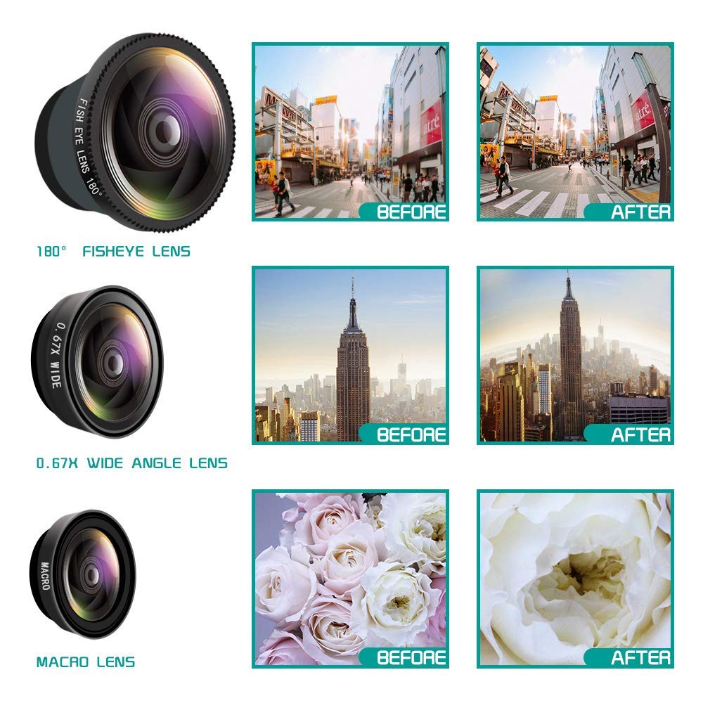 Universal 3 in 1 Wide Angle Lenses for Smartphones