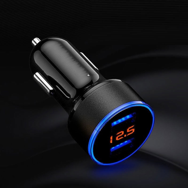 Double USB Car Charger with Display