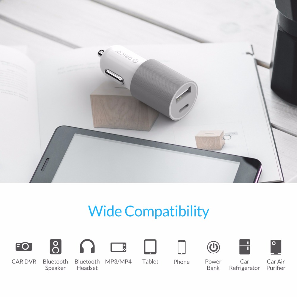 Portable USB and Type C Car Charger