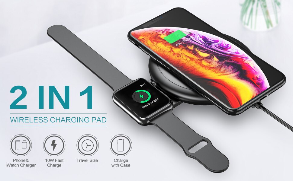 2 in 1 Wireless Charger for Smartphones and Watches